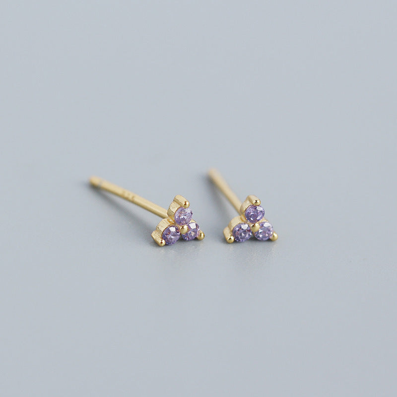 Wholesale Personalized Light Luxury Versatile Stacking Geometric Clover Diamond S925 Sterling Silver Earrings